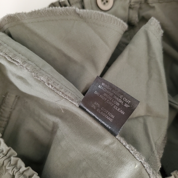 Guizio XS cargo Pants Stretch Army Green Streetwear Mid Rise Baggy Big Pockets - Picture 11 of 16